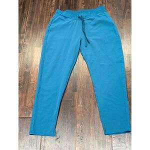 Mandala Scrub Pants Womens Petite Medium Blue Aqua-Tek Drawstring Tapered P017